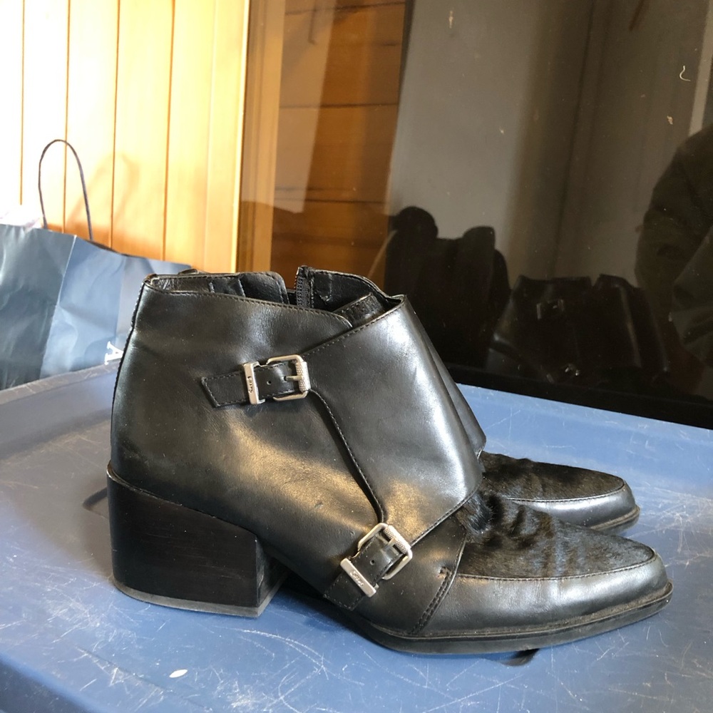 Circus Leather & Fur Ankle Boots with Buckles